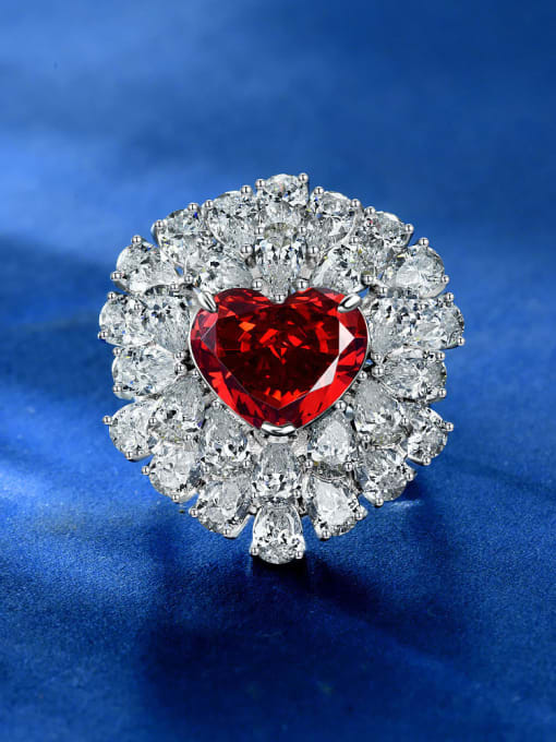 Padma red [R 2394] 925 Sterling Silver High Carbon Diamond Heart Luxury Ring